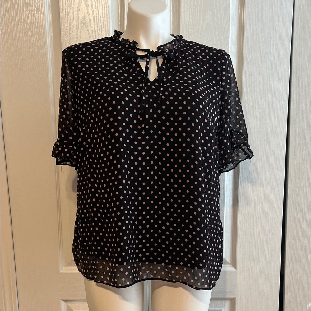 Black with Pink Polka Dots Blouse